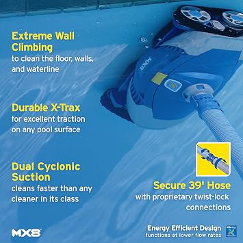 Zodiac MX8 Suction Pool Cleaner for All In-Ground Pool Surfaces, 39 ft Reach, Excellent Traction for All Surfaces