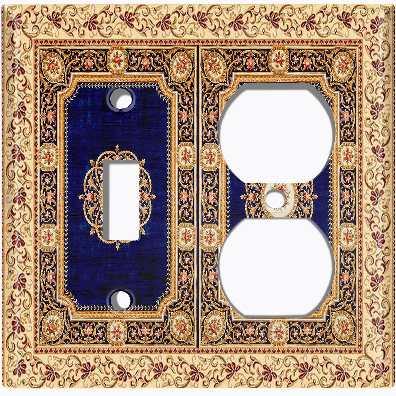 Metal Light Switch Plate Cover Elegant Antique Royal Tile Frame PNT016