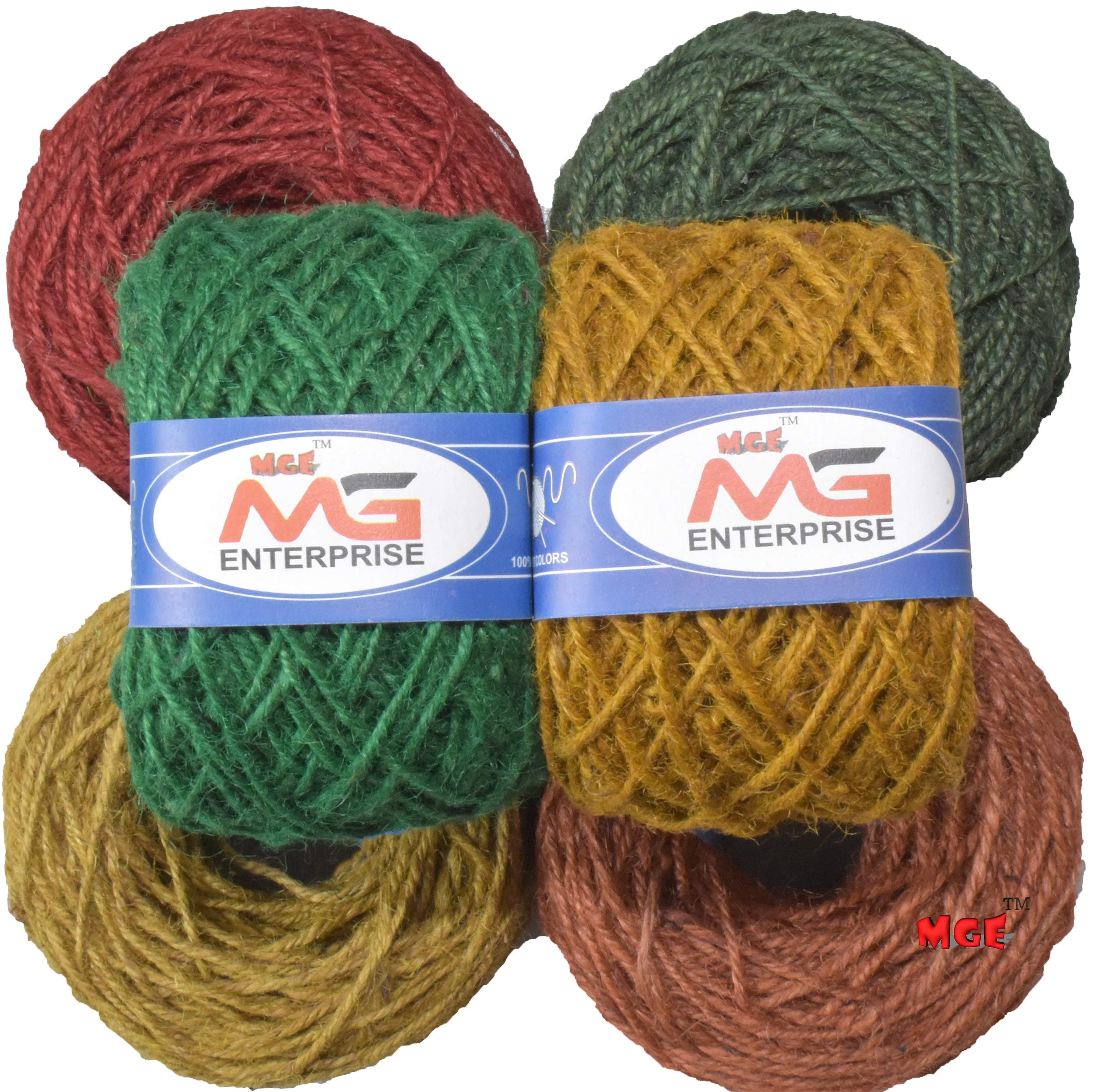 M.G Enterprise Jute Combo JCD 01 Colour Exclusive Twine Ball Threads String Rope 3 Ply 150 m (6 Colours / 25 m Each) for Creative Decoration by M.G Enterprise