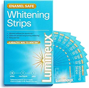 Lumineux Teeth Whitening Strips Kit - 9 Treatments (1 Month) - Peroxide Free - Enamel Safe - Dentist Formulated - Sensitivity Free