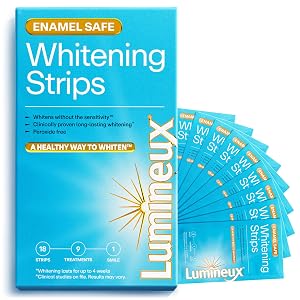 Lumineux Teeth Whitening Strips Kit - 9 Treatments 1 Month - Peroxide Free - Enamel Safe for Whiter
