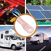 Vista 184 de SELTERM - 2 terminales de anillo resistentes para cable de batería, calibre 4 AWG, pernos de 3/8 pulgadas, terminales de calibre 4, ojales de cobre