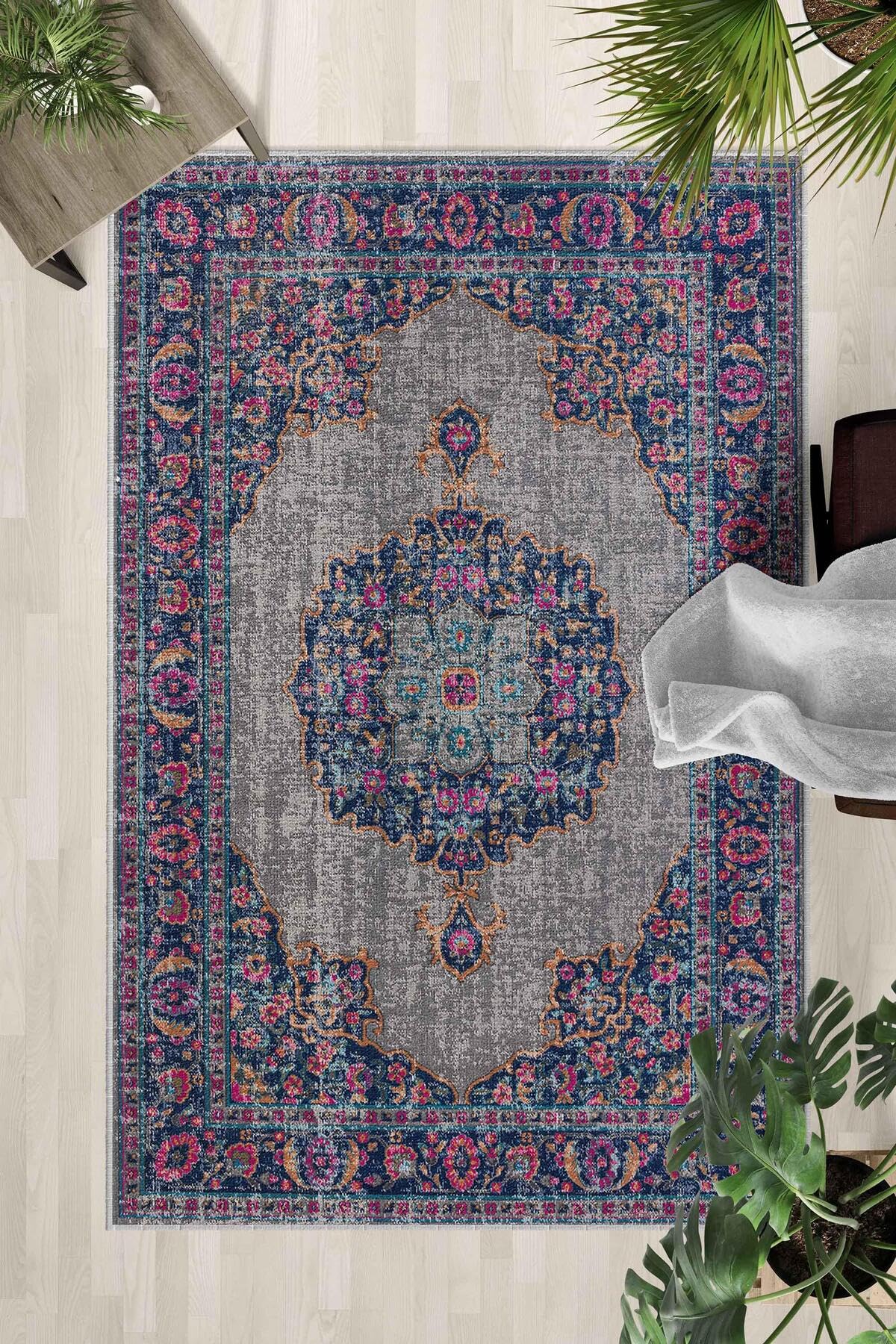 Monnhein Çok Renkli Halı 0119-2 - Yıkanabilir, Kaymaz Taban, Dijital Baskılı, Leke Tutmaz, İnce Hav, Modern Salon, Oturma Odası, Yatak Odası ve Mutfak için Dekoratif Halı