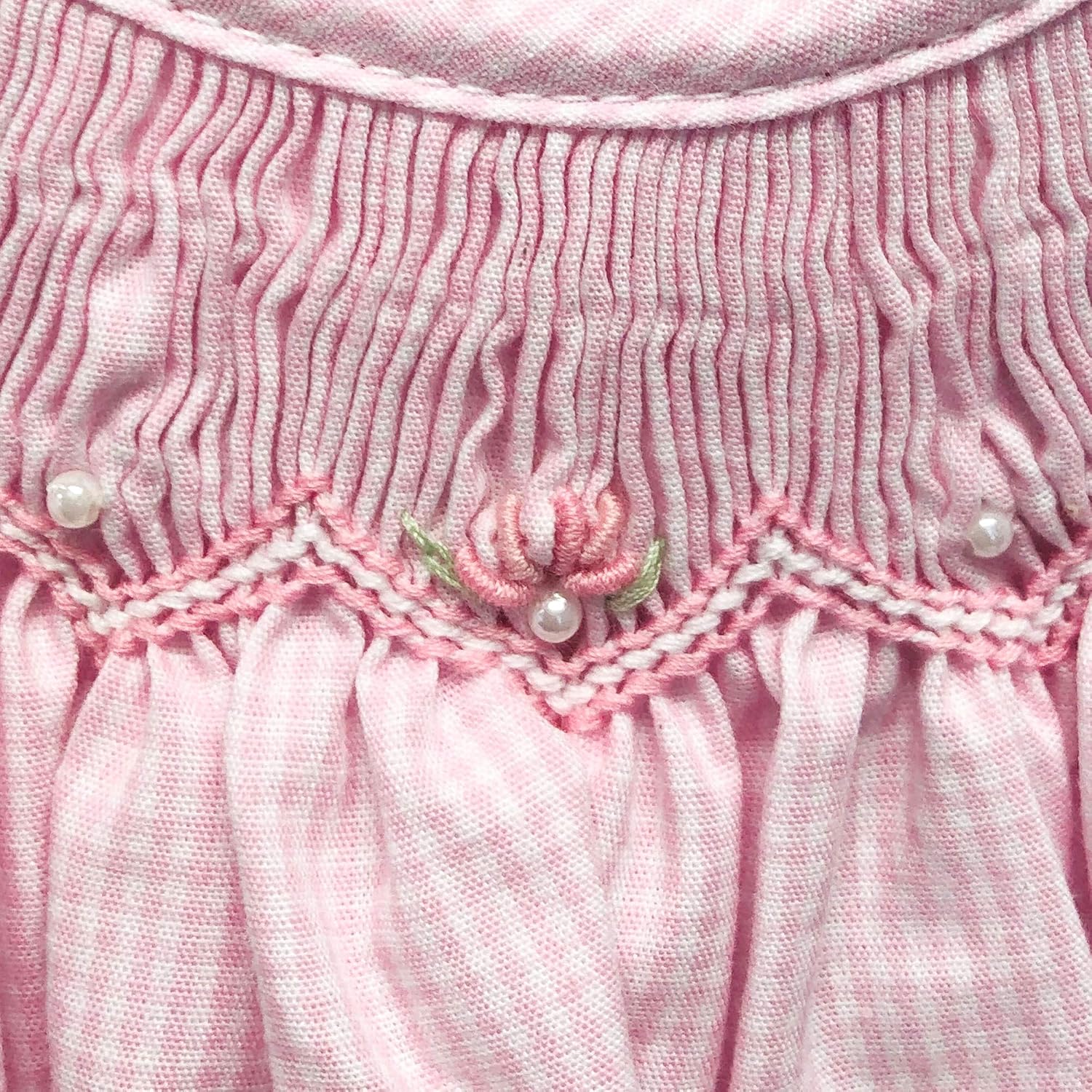 Petit Ami Baby Girls' Bishop Zig-Zag Smocked Dress, Newborn, Pink