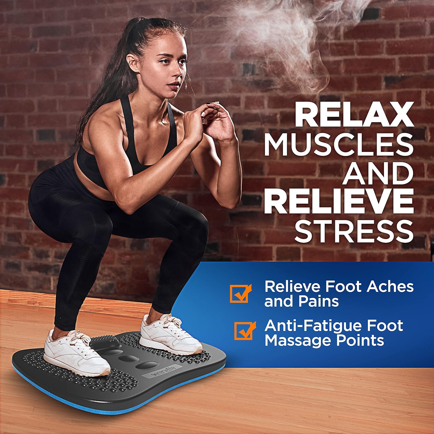 Wobbly Wooden Anti Fatigue Mat - Ergonomic Natural Hardwood Wobble Balance Board with Ergonomic Design Comfort Floor Mat for Standing Desks, Fitness Workout, and Stress Relief - SLBALBRD : Sports & Outdoors