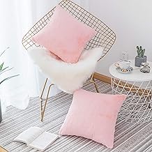Home Brilliant Pink Fur Cushion Covers 18x18, Lovely Gifts for Mom Girls Valentines Decor for Sofa Bed Couch, Set of 2, (45 x 45cm, Pink)
