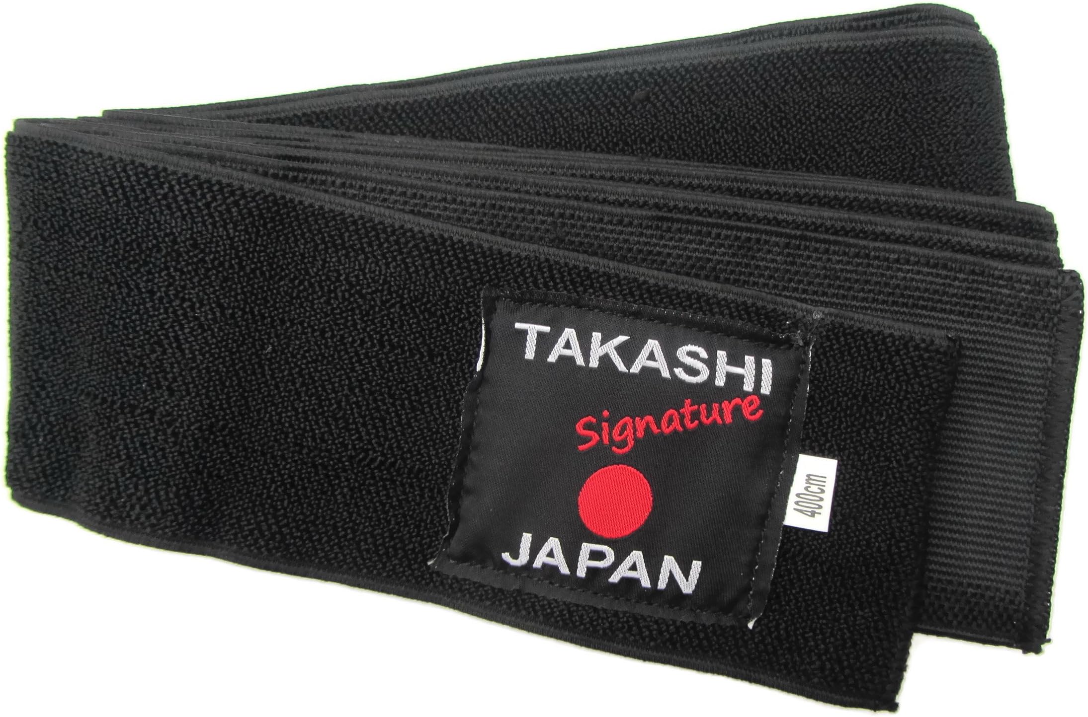 OBI Belt Stretchy Elasticated- Flexi 'Kuro' OBI Belt Iaido- Kendo, Aikido Black Belt Takashi Japan Signature Range - 400cm x 8cm Easy Comfortable Fasten