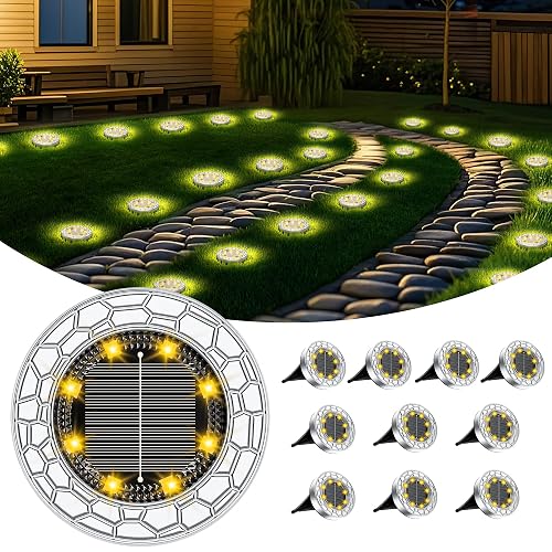 FIFlying 10 peças luzes solares LED exterior jardim, 8 luzes solares LED | LED E