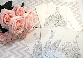 8 Glitter Princess Elegant Laser Cut Invitation Cards for Wedding Quinceanera Sweet 16 Bridal Shower Event Party Announcement Celebration (Gold) (Silver)
