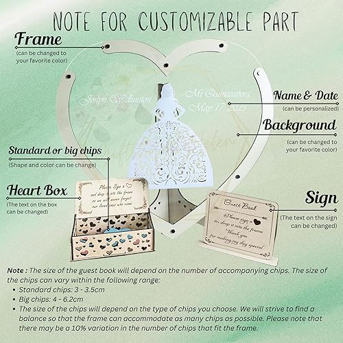 Miniatura 6 de Personalized Quinceañera Guest Book Alternative Ideas - Quinceañera Heart Guest Book Alternative - Custom Wooden Hearts Alternative Guest Book