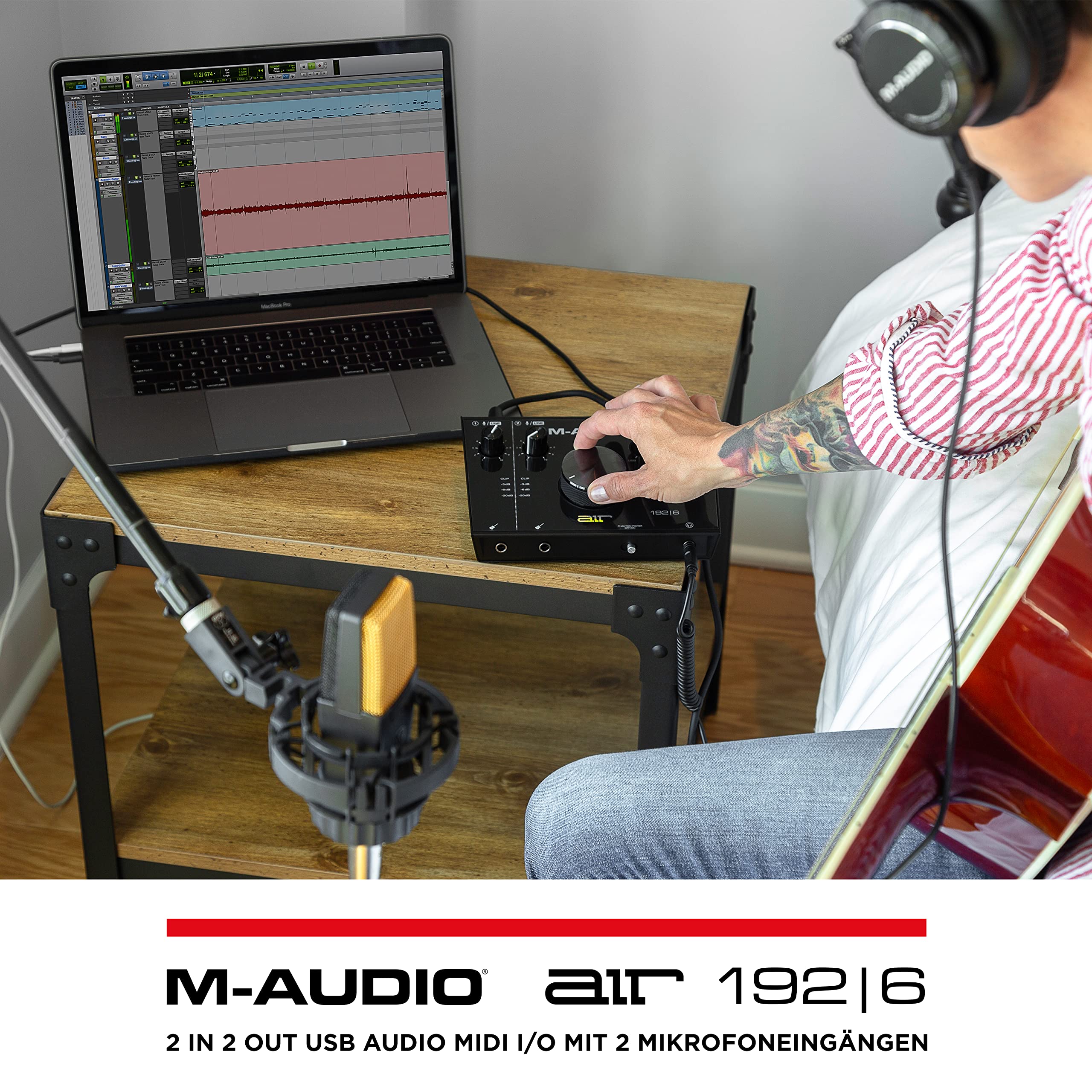 M-AUDIO Air192|6 USB MIDI Audio Interface für Aufnahmen in Studioqualität mit 2 XLR und Line Eingängen und Recording Software