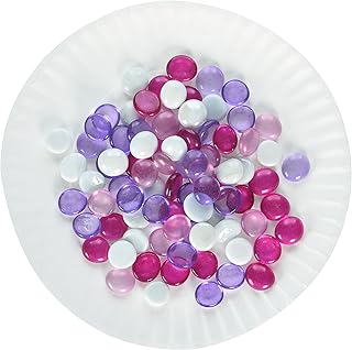 Darice Decorative, Dark Light Pink and White Mix, 12 Ounces Glass Gems