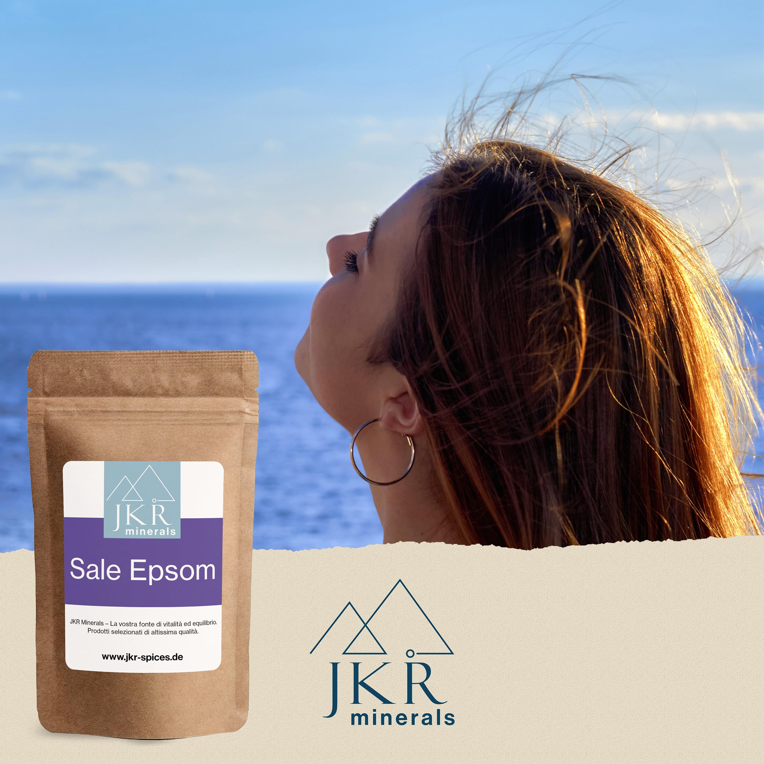 JKR Spices Epsom Salt 200g | Sale di Epsom per uso alimentare | Solfato di magnesio per uso alimentare | MgSO4 in sacchetto richiudibile neutro al CO²