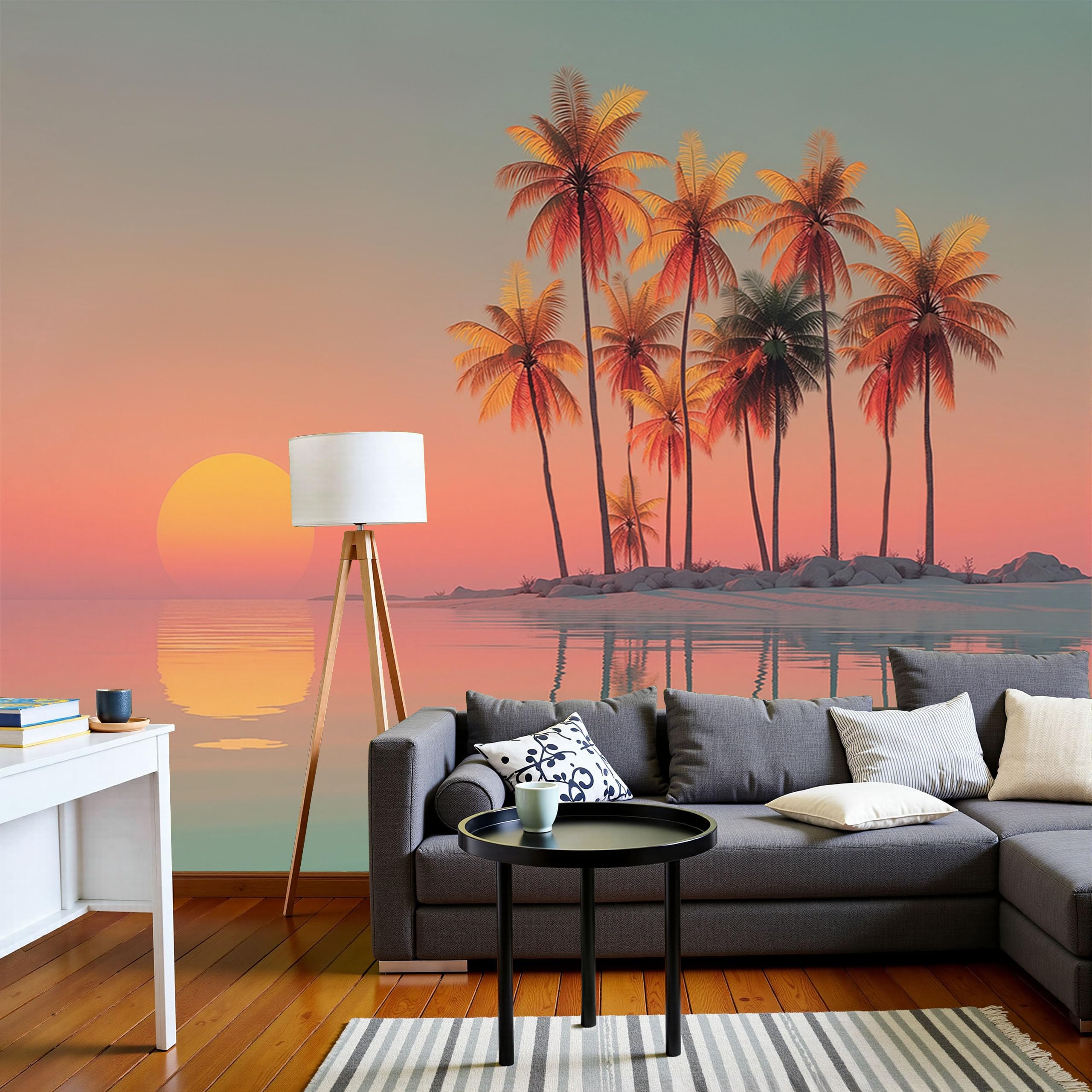 Papier peint panoramique 3D orange grand format 300X210cm pour décoration salon et chambre