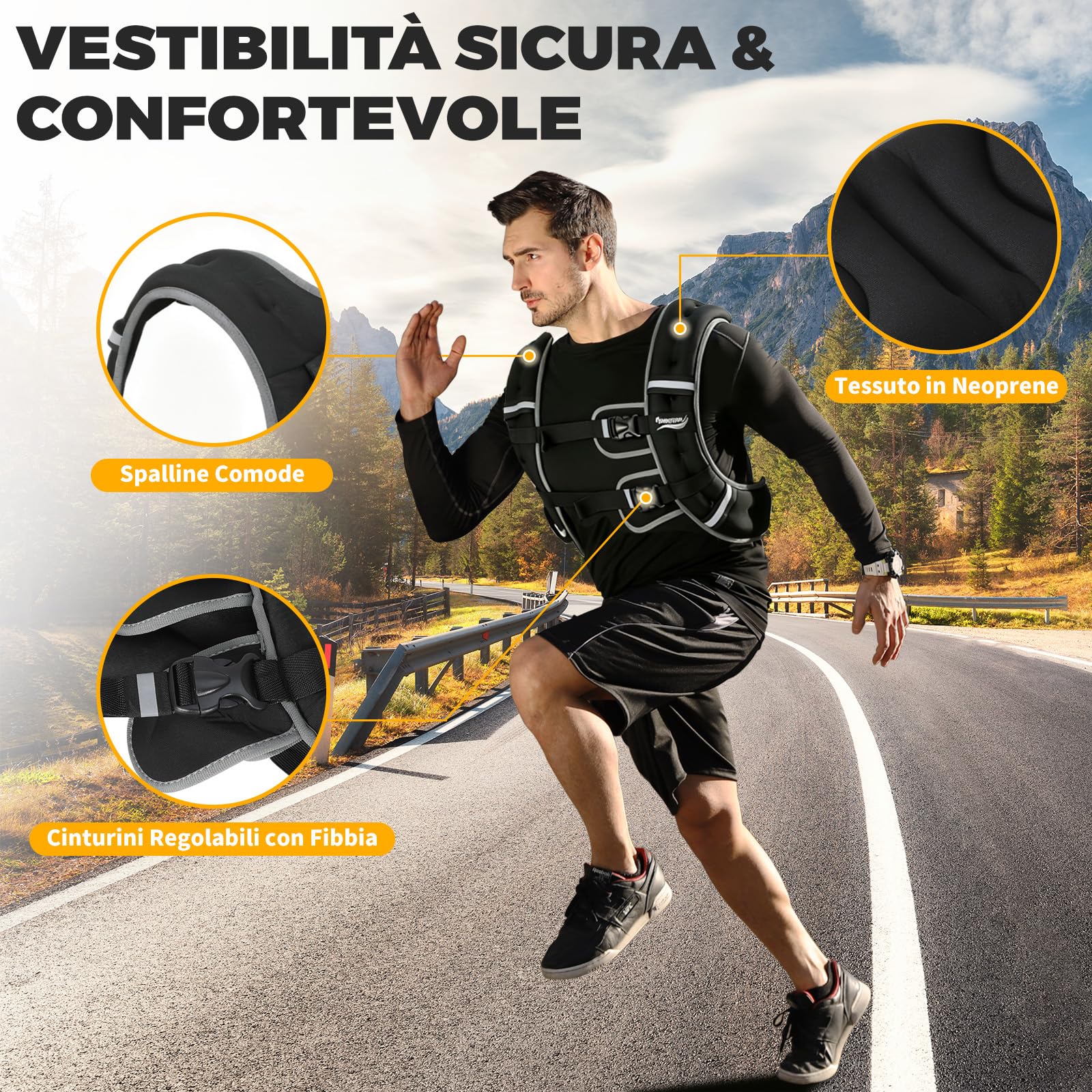 3/5/8/12 KG Giubbotto Zavorrato per Donne e Uomini, Gilet Zavorrato Regolabile con Strisce Riflettenti Weighted Vest per Allenamento