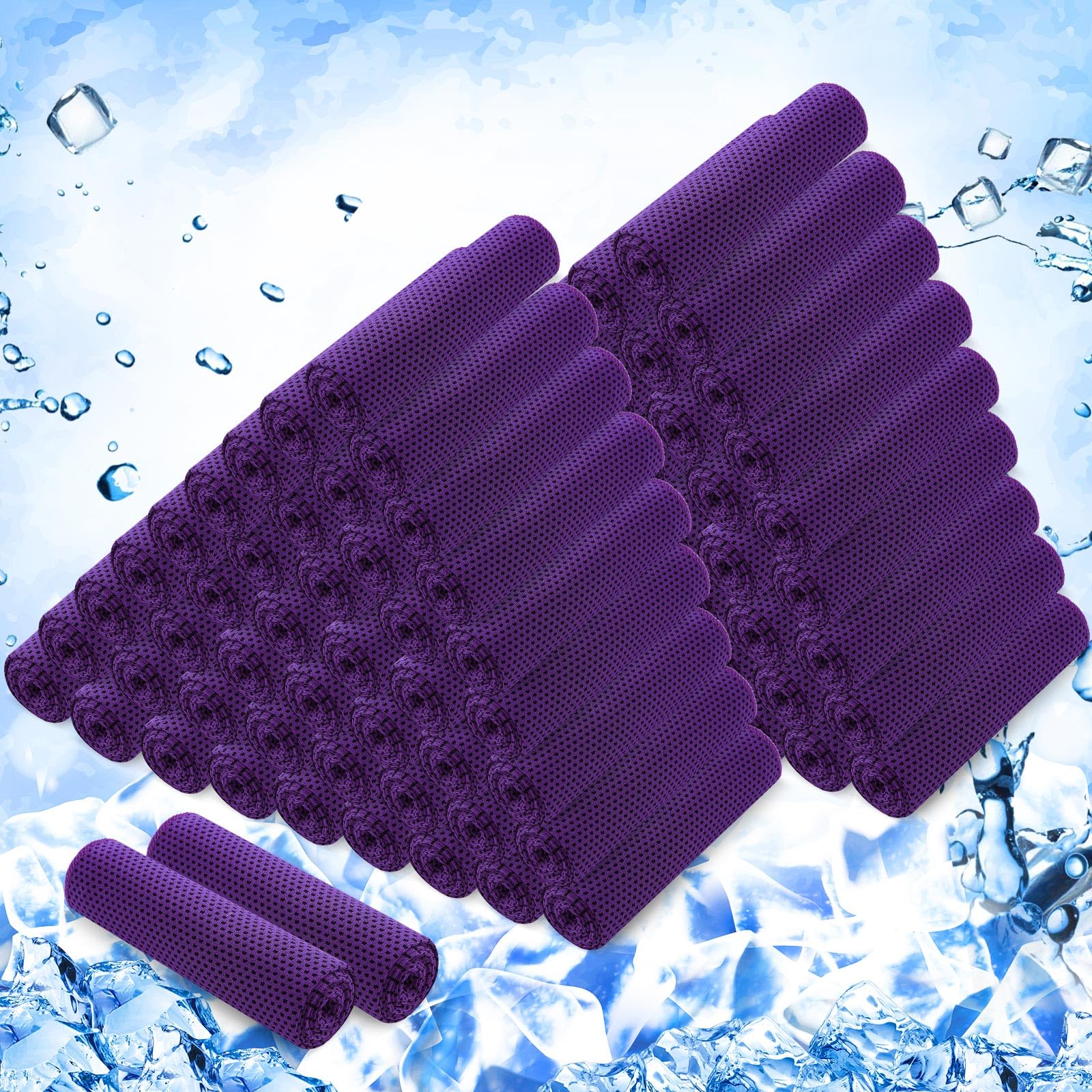 Hosuly Confezione da 100 asciugamani rinfrescanti, 101,6 x 30,5 cm, per collo e viso, traspiranti, morbidi, in microfibra, per sport, palestra, yoga, golf, corsa (viola)
