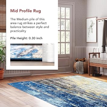 nuLOOM Katharina Blue Abstract Power Loomed Area Rug, Oval 7' x 9' | Nuloom Katharina Abstract Oval 7' x 9' Area Rug for Living Room Bedroom Dining Room, Blue