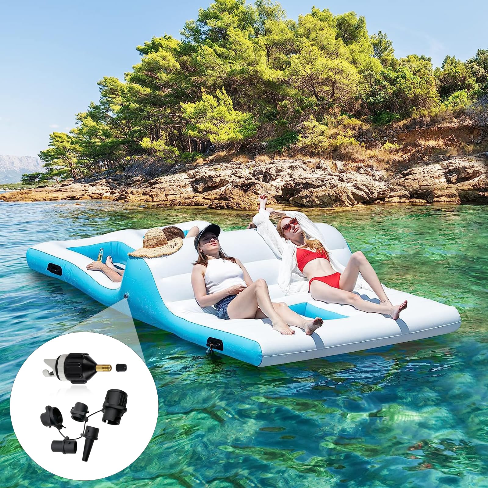 Sup adapter do zaworu SUP, adapter do pompy, adapter sup z 4 dyszami gazowymi, do pontonów, deski SUP, nadmuchiwanego łóżka