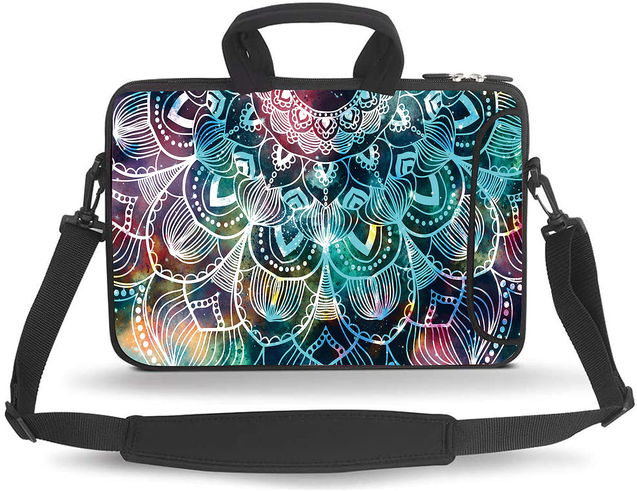 HEABPY Messenger Bag Carrying Case Sleeve with Handle Accessory Pocket Fits Laptops Notebook ebooks tablet ipad Mandala 13-13