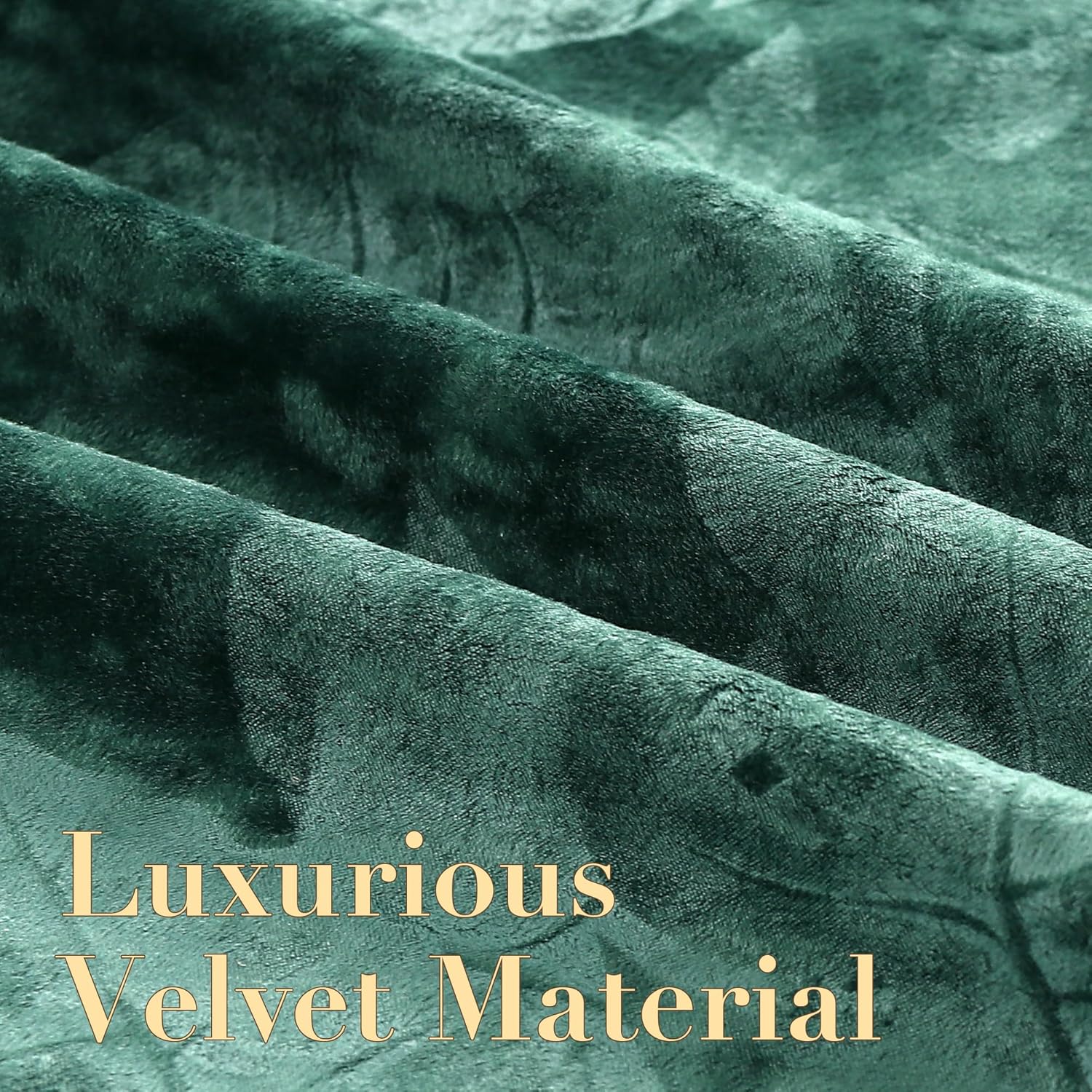 H.VERSAILTEX Leaf Pattern Velvet Curtains for Bedroom - Room Darkening Grommet Window Drapes for Living Room Noise Reducing Window Curtain Panels, Set of 2, 52 x 108 Inches, Vintage Green