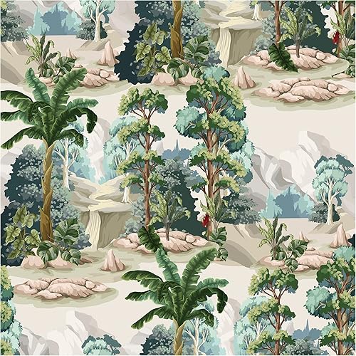 Blooming Wall DPYC21 - Papel tapiz de pared autoadhesivo extraíble con diseño de río y rocas, diseño retro