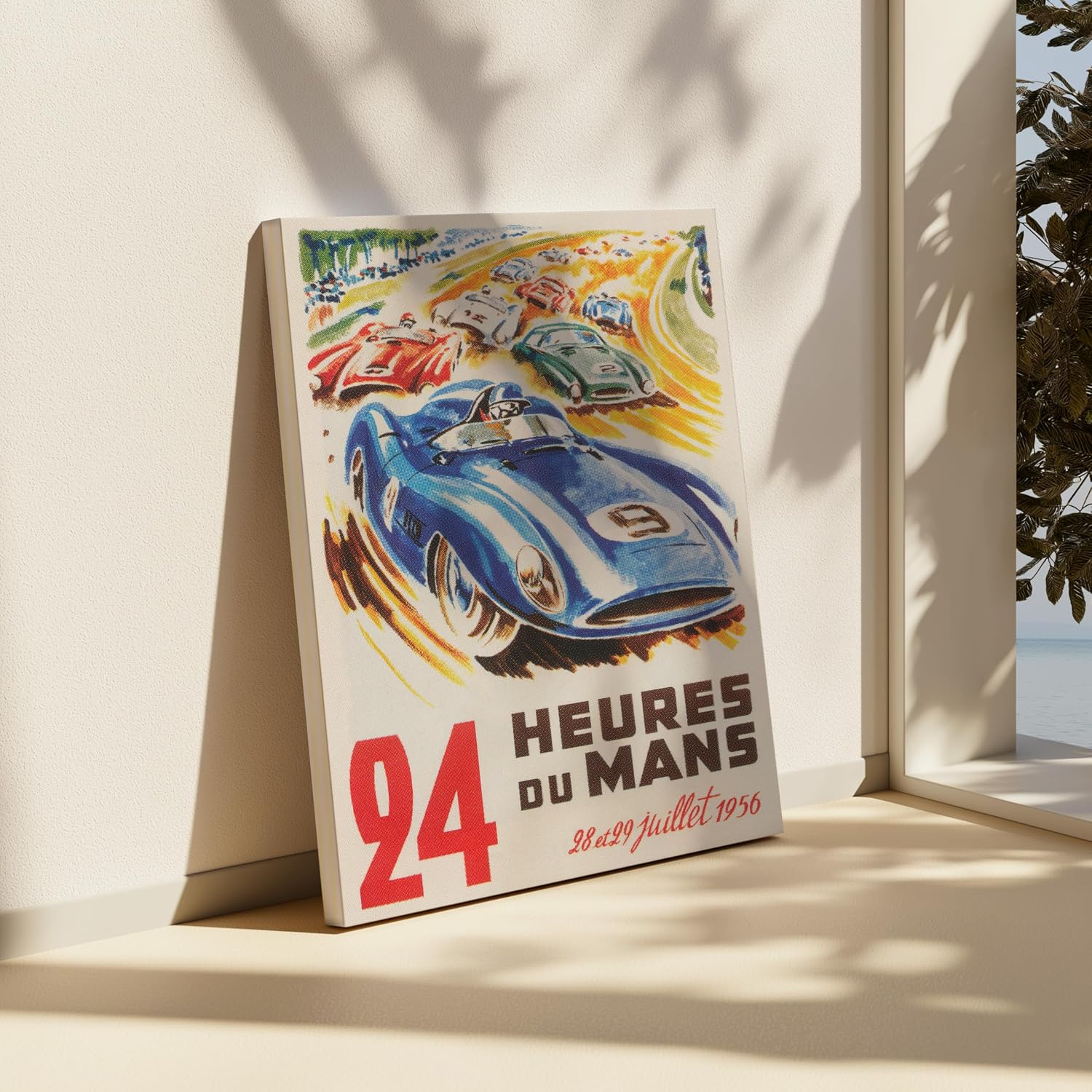 Poster Master Car Racing Canvas - 24 Hours of Le Mans Print - Sports Art - Race Car Art - Ideal Gift for Men, Women, Car Enthusiast - Decor for Bedroom, Living Room - 8x10 STRETCHED Canvas