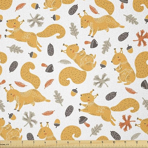 Miniatura 82 de Ambesonne Tela de Mariposas por Yarda, Patrones de Mariposas Estacionales Alegres Selva Tropical Naturaleza Salvaje Ilustración, Tela Decorativa