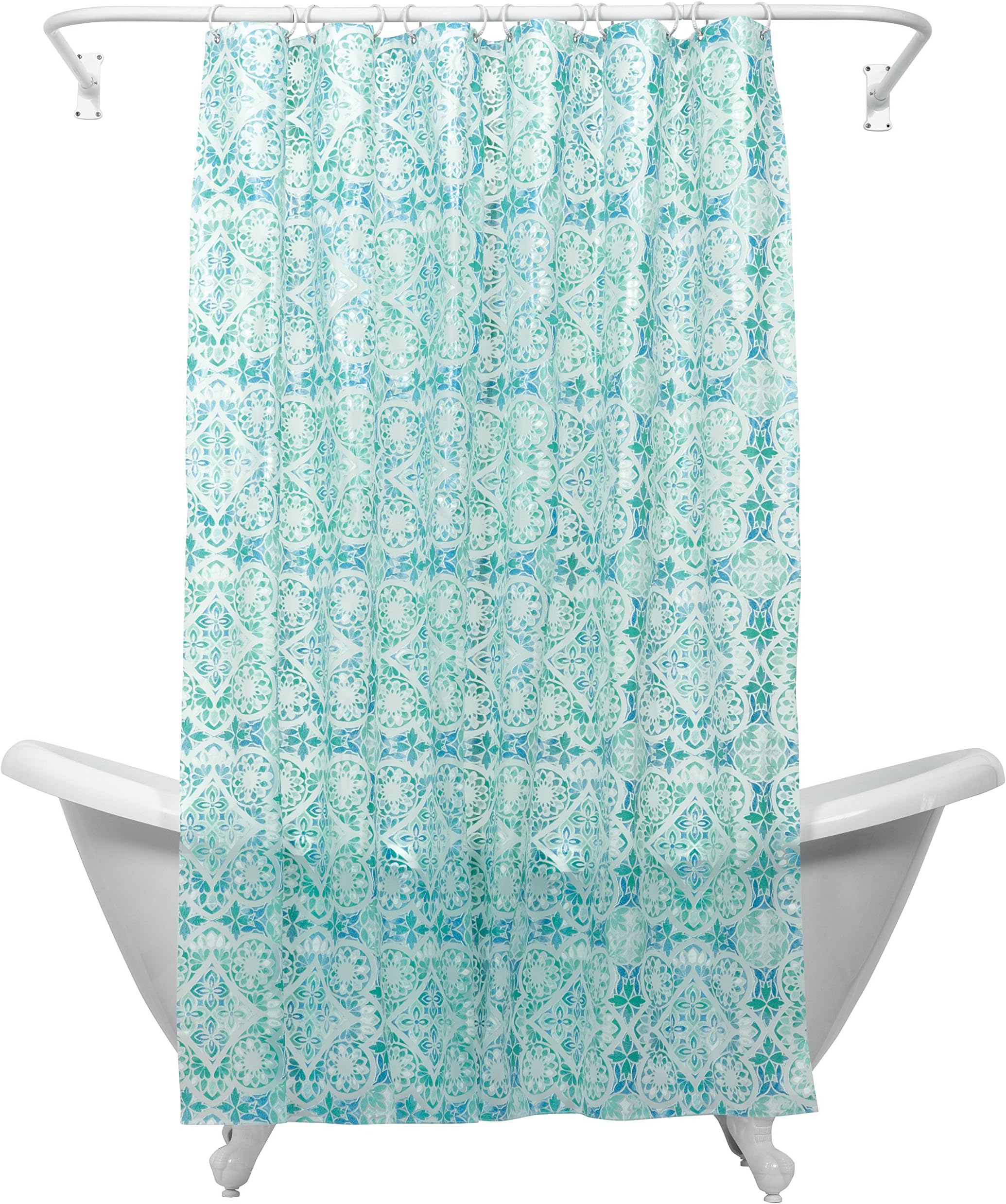 Zenna Home Morocco Waterproof PEVA Shower Curtain, Teal