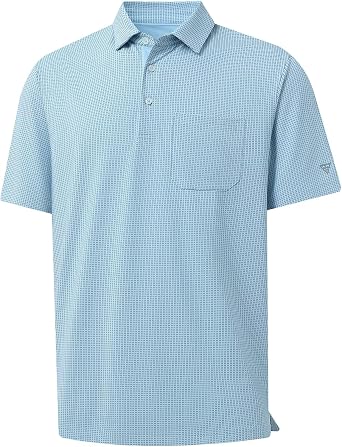 M MAELREG Mens Polo Shirts Short Sleeve Dry Fit Jacquard Performance Moisture Wicking Casual Pocket Golf Shirts for Men