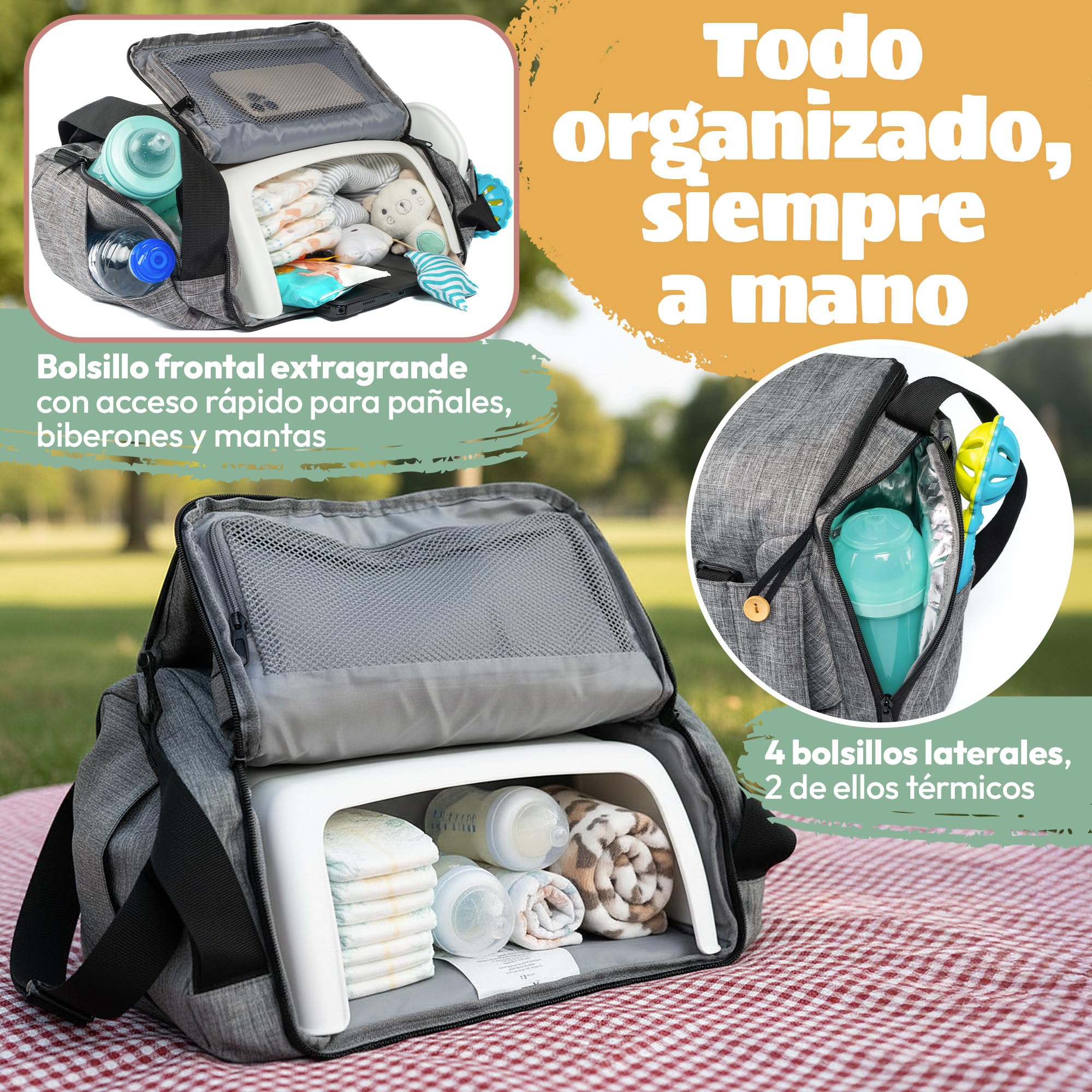 Trona portatil bebe 2 en 1 - Plegable, ligera, resistente al agua, material premium, gran capacidad XXL, incluye bolsa de regalo - Asiento seguro para comer