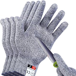 THOMEN Level 5 Cut Resistant Gloves 4 Pack (M+L) - Food-Grade Safety for Kitchen Cutting, Meat Processing, Wood Carving & Mandoline