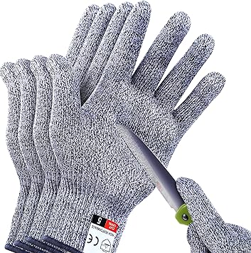4 Pcs M L Cut Resistant Gloves Level 5 Protection For Kitchen Upgrade Safety Anti Cutting Gloves For Meat Cutting Wood Carving Mandolin Slicing And More Thomen Amazon Com