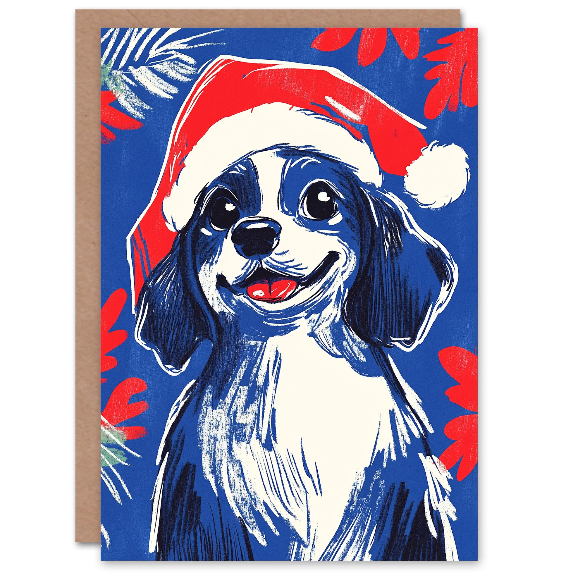Artery8 - Greeting Card - King Charles Spaniel - Blue