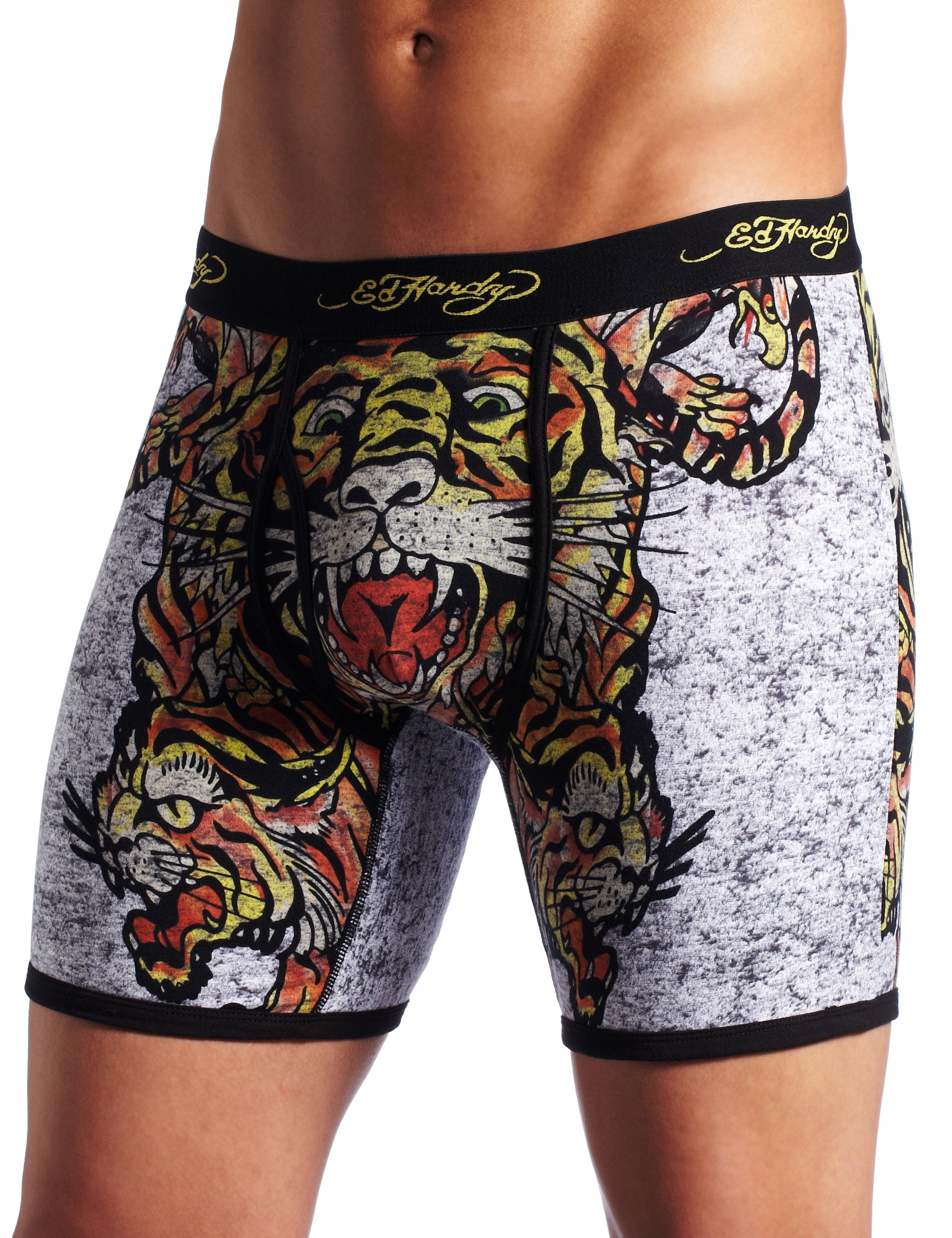 Ed Hardy Men's Premium Tiger Collage Boxer Brief