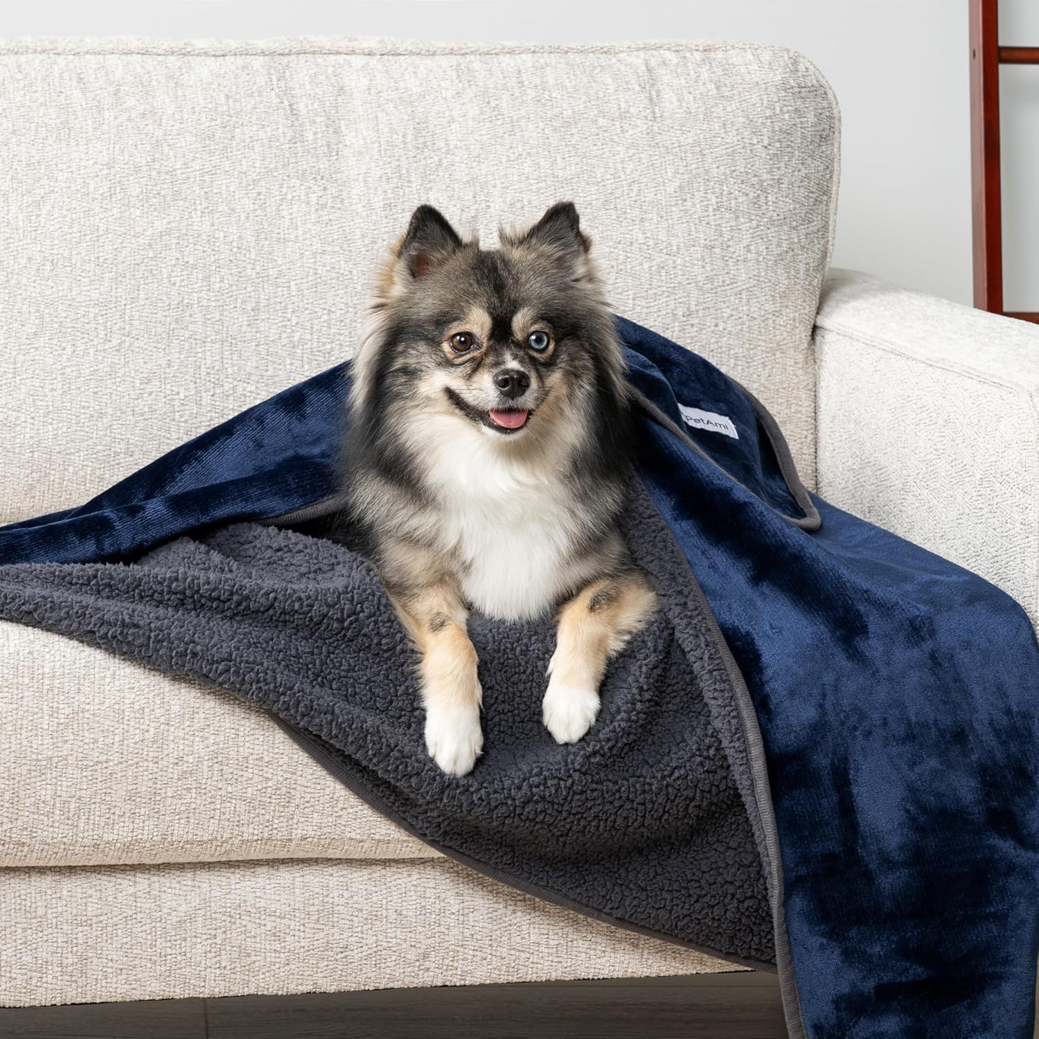 PetAmi Waterproof Dog Blanket Sherpa Fleece, Pet for Medium Large Dogs, Reversible Cat Throw Bed Couch Sofa Furniture Protector, Soft Plush Microfiber (X-Large 60x80, Blue/Gray), Navy/Gray - Image 8