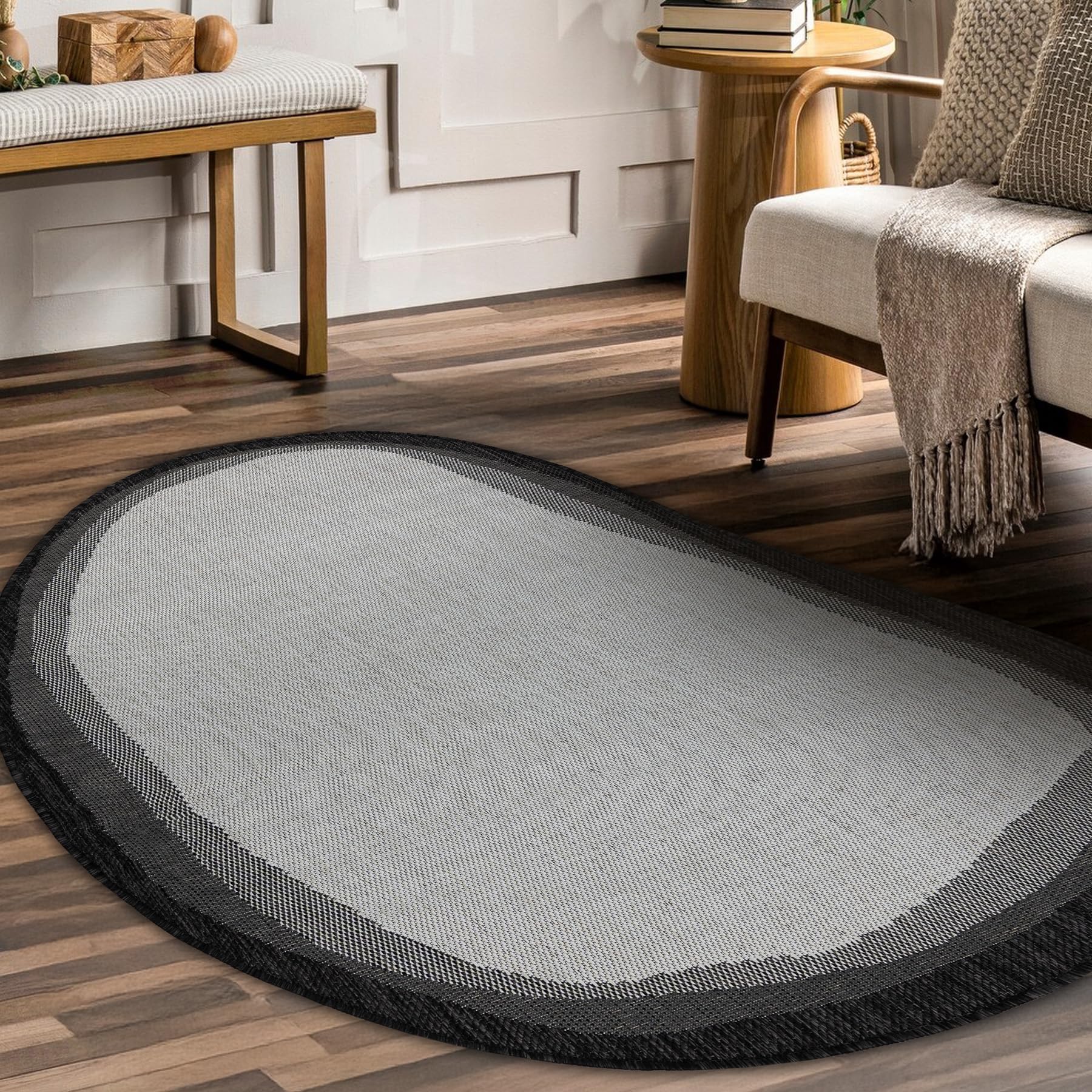 rugsx Organic 2125 Sisalteppich Ecru/Schwarz Outdoor & Indoor 160x220 cm