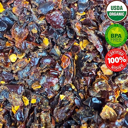 Miniatura 3 de Té de escaramujos - 1 libra (16 onzas)  Cosecha silvestre real  100% orgánico certificado por USDA  Conchas de rosa mosqueta albanesa cortadas y