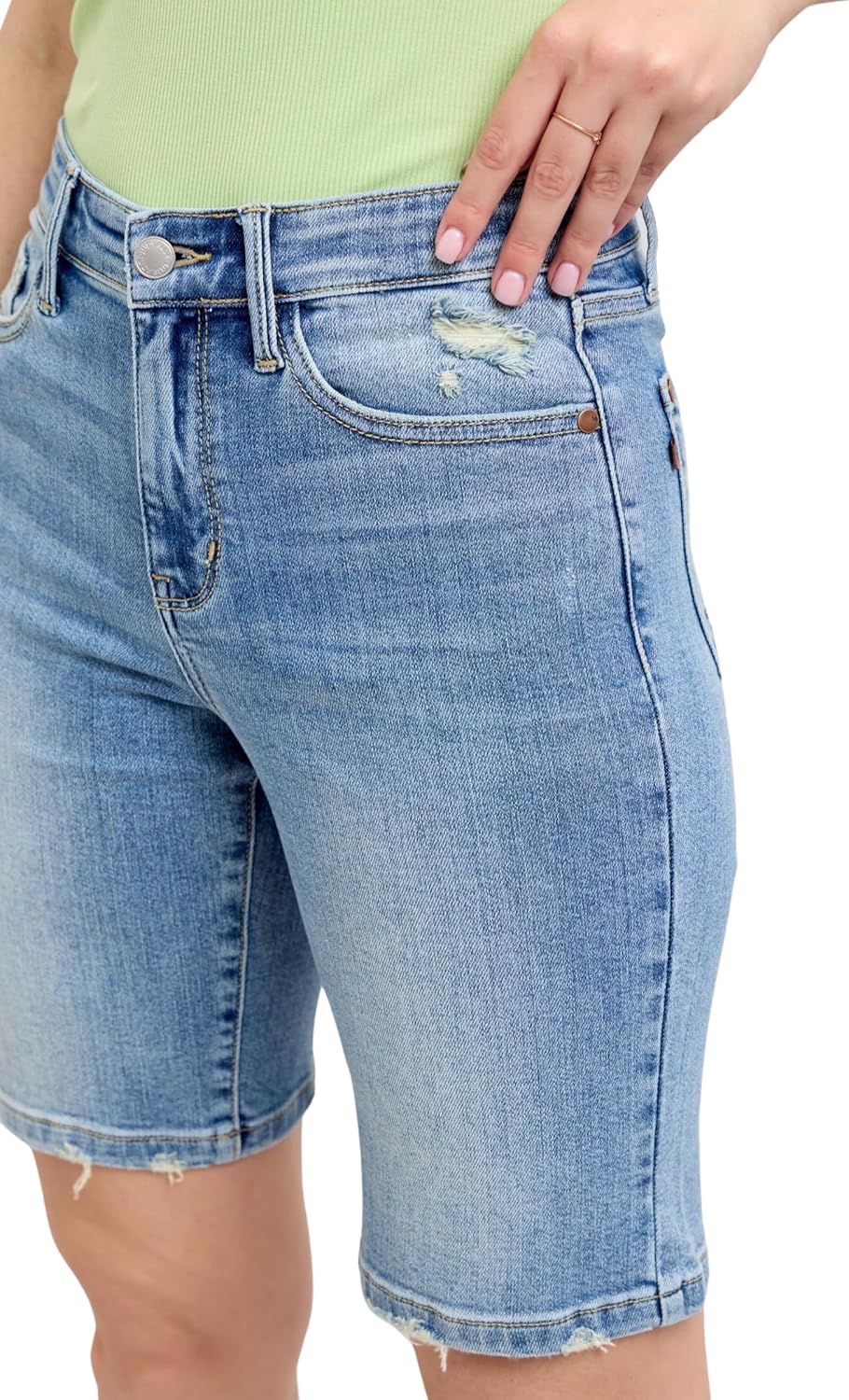 Judy Blue High Waist Vintage Wash Bermudas Shorts - Image 3