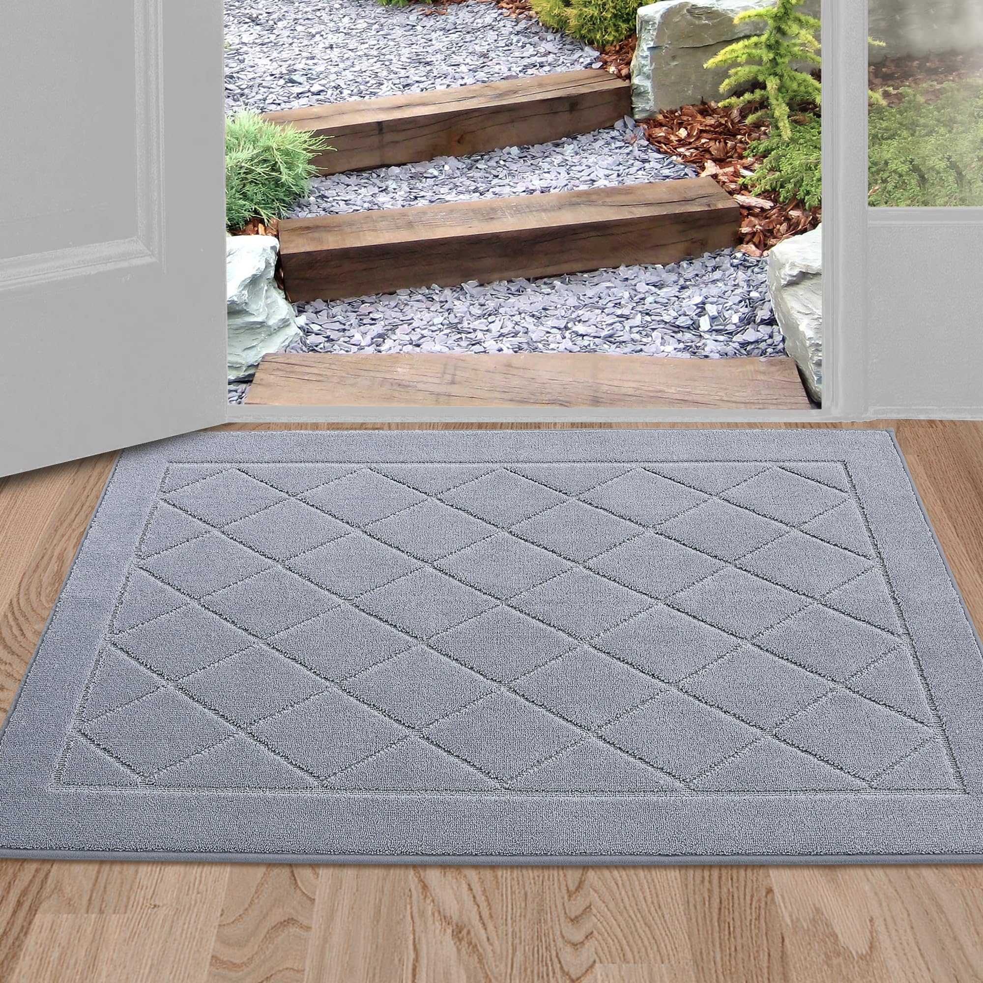 BEQHAUSE Dirt Trapper Door Mat 24" x 36", Doormat Non-Slip Entryway Rugs Washable, Dog Door Mat Stain Resistant and Absorbent Welcome Floor Mat for