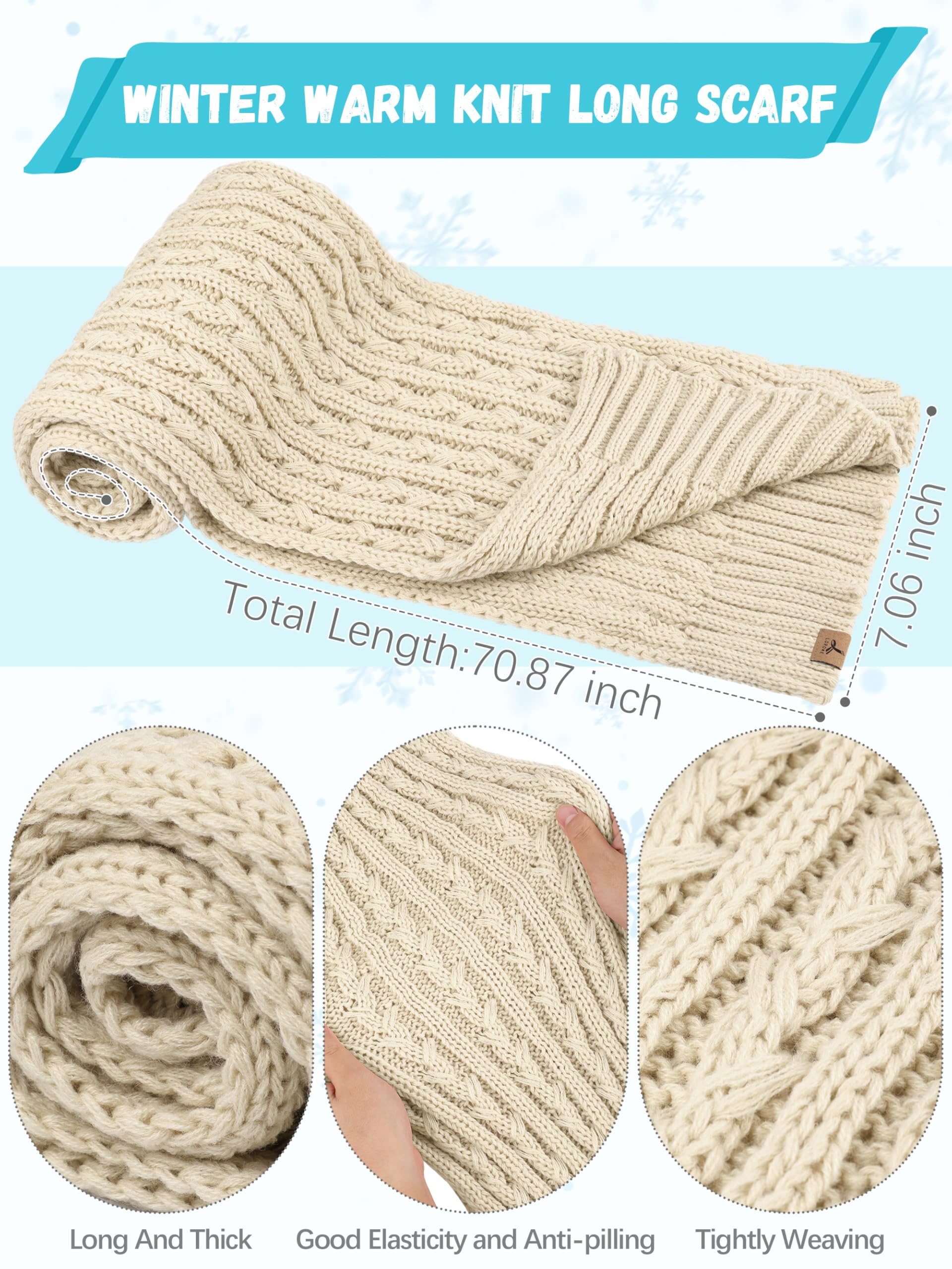 Wintermütze, Schal, Handschuhe, Set, Fleece-gefüttert, Bommelmütze, warm, gestrickt, langer Schal, Touchscreen-Handschuhe, Wintergeschenk für Damen