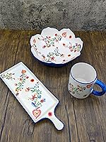 Vista 7 de Cerámica portuguesa Alcobaça Tabla de servir queso de cerámica floral