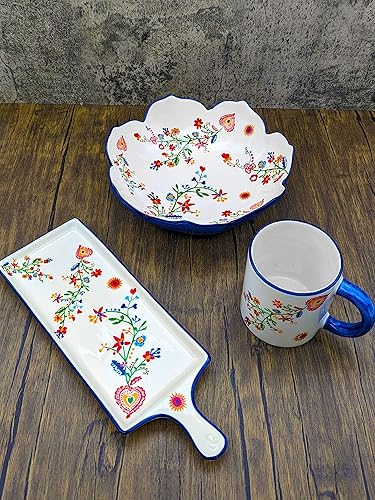 Miniatura 7 de Cerámica portuguesa Alcobaça Tabla de servir queso de cerámica floral