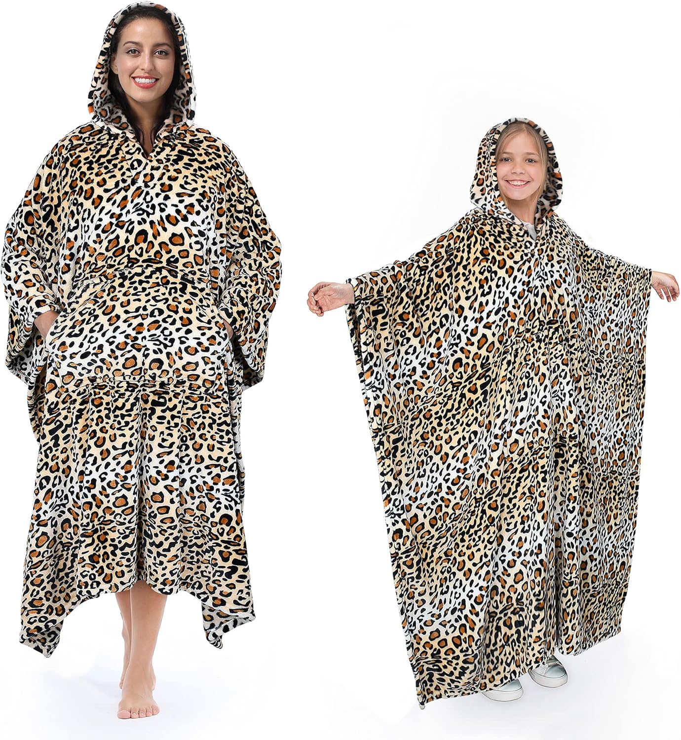 Catalonia Classy Hooded Fleece Poncho Blanket, Soft Warm Cosy Wearable