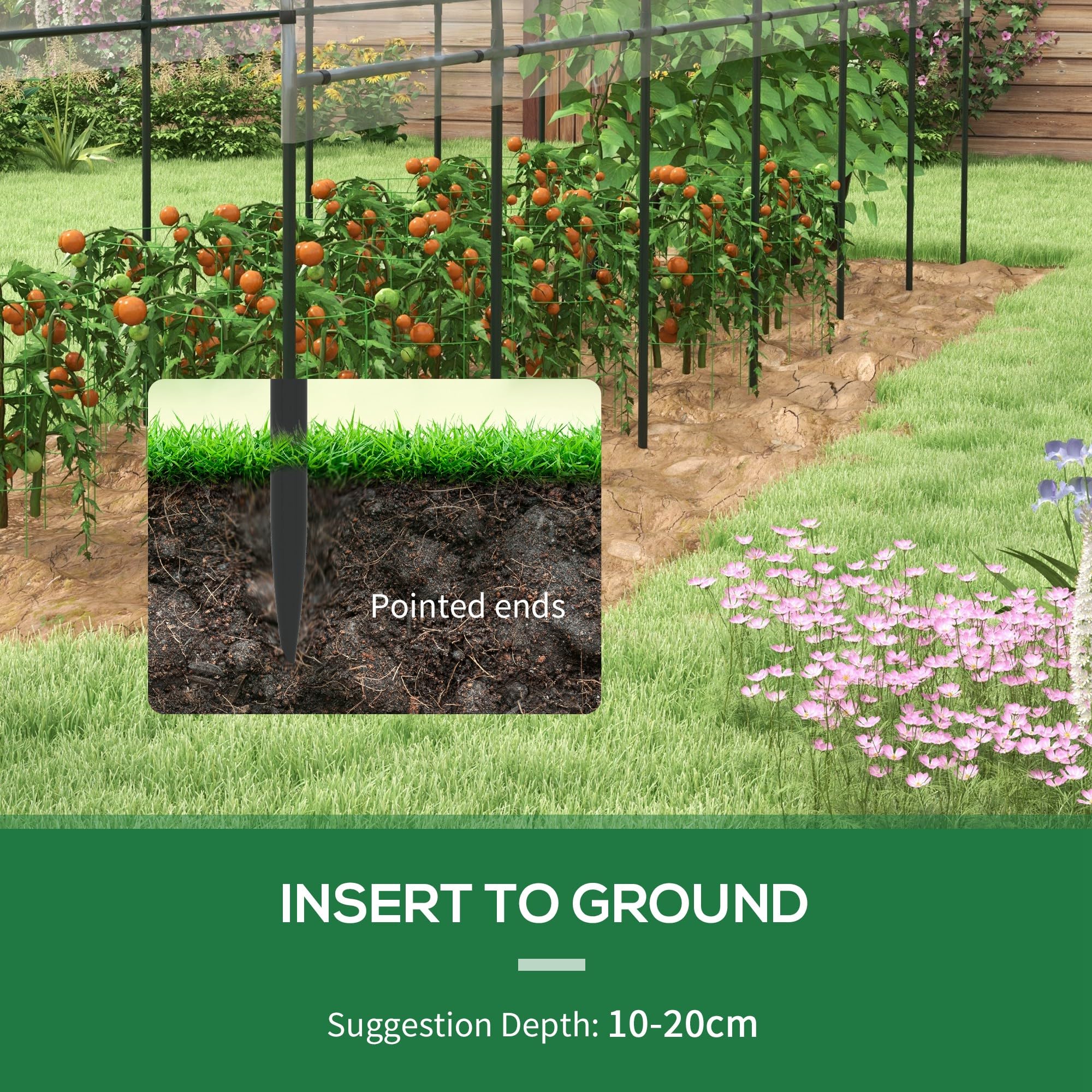 Outsunny Garden serra per pomodori 6 x 1,23 x 1,71 m 7 cerchi in acciaio - telo in plastica