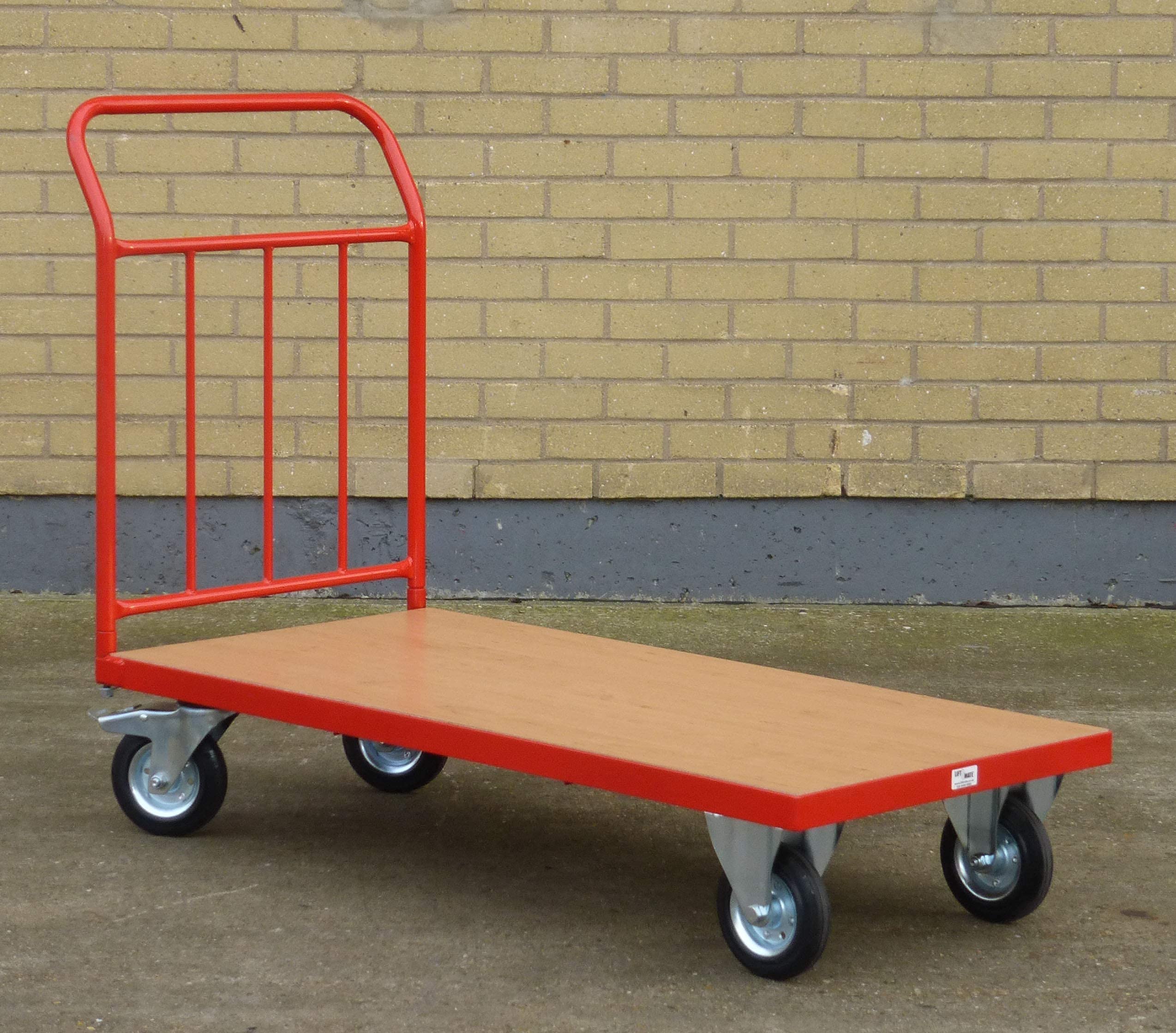 Heavy Du - Carrello a pianale in acciaio da 300 kg, con piattaforma lunga e ruote frenate per una facile manovrabilità e carichi pesanti, ideale per magazzini e logistica