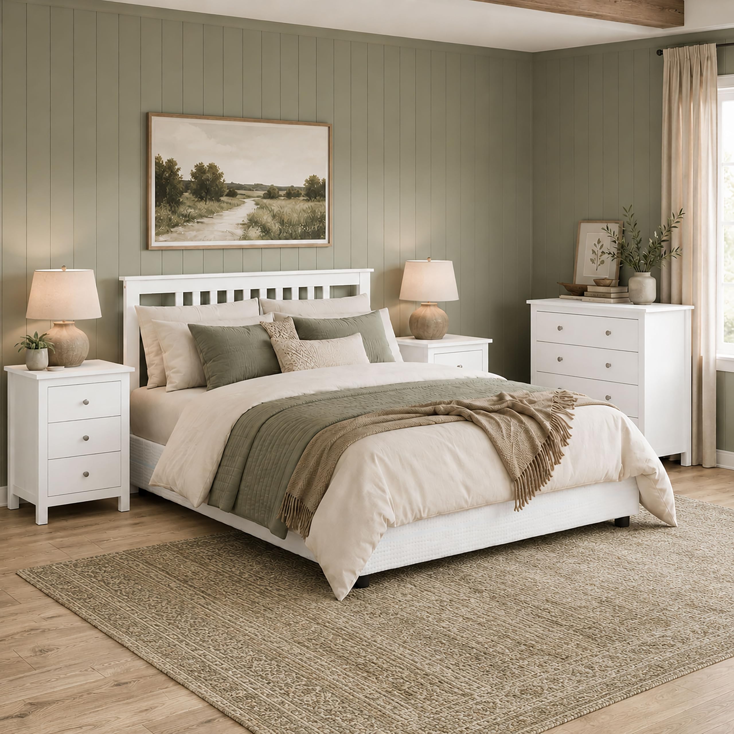 Cómoda Tabac de Madera Maciza de Pino Natural Blanco Lavado – 4 Cajones – Cajonera Dormitorio y Salón – Mueble Auxiliar de Almacenaje – 78,5x75x35 cm – Serie Alme – Robusta y Duradera