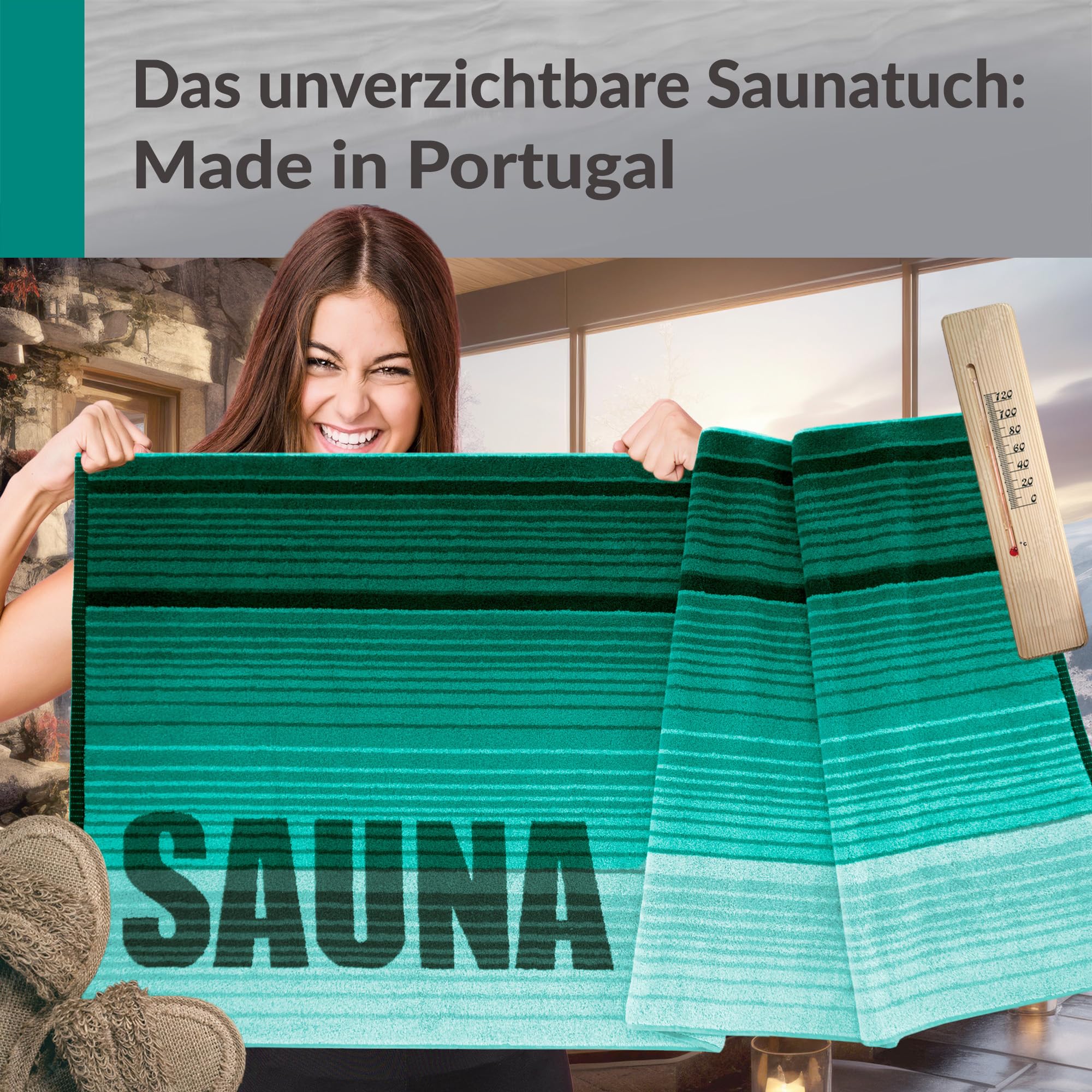 Lashuma großes Saunahandtuch 85x200 cm, Oslo XXL Saunatuch in Türkis Grün | 480 GSM Frottee aus 100 % Baumwolle, saugstark und weich, für Damen und Herren, geeignet für Sauna, Wellness und Bad