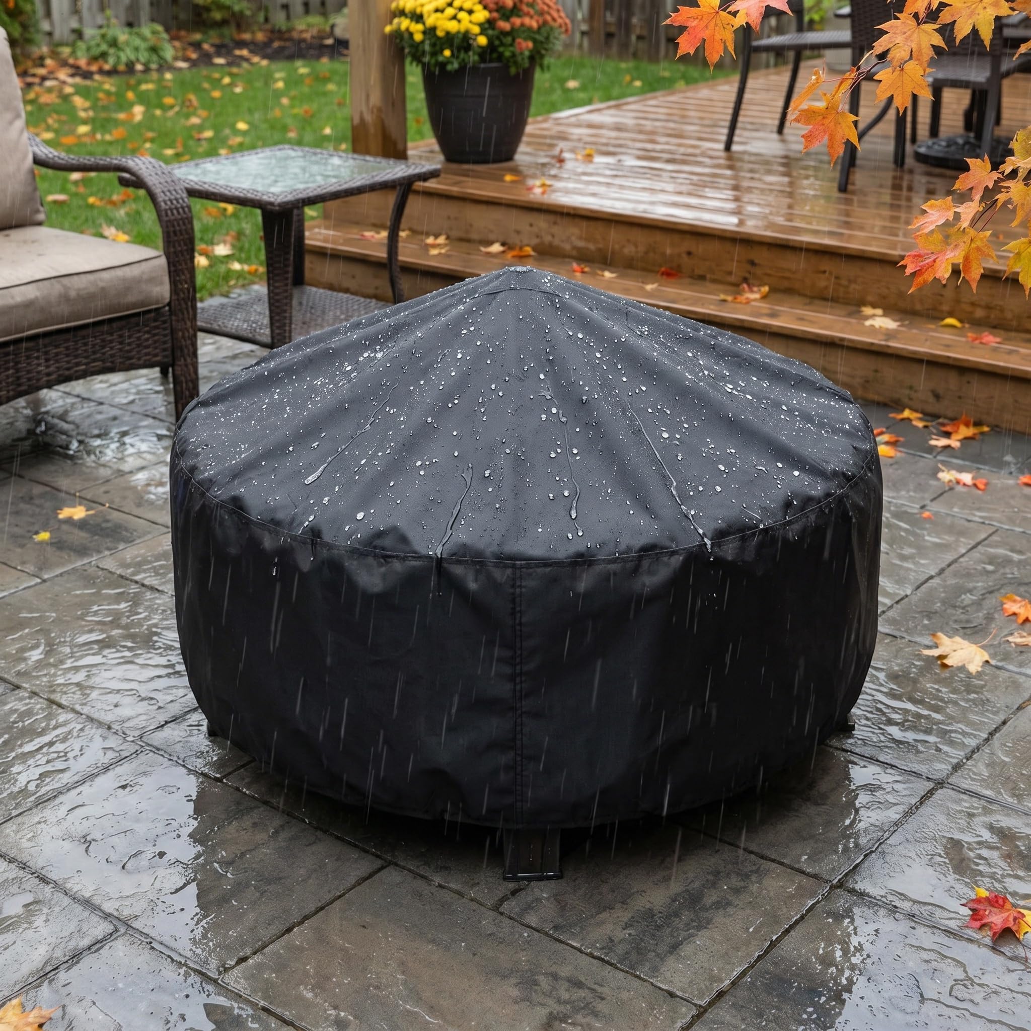 Funda Impermeable Redonda para Barbacoa - Protector Resistente para Fogatas Y Mesas De Exterior, Resistente A Los Rayos UV Y Duradero para Todo Tipo De Clima. Black 75 * 30CM