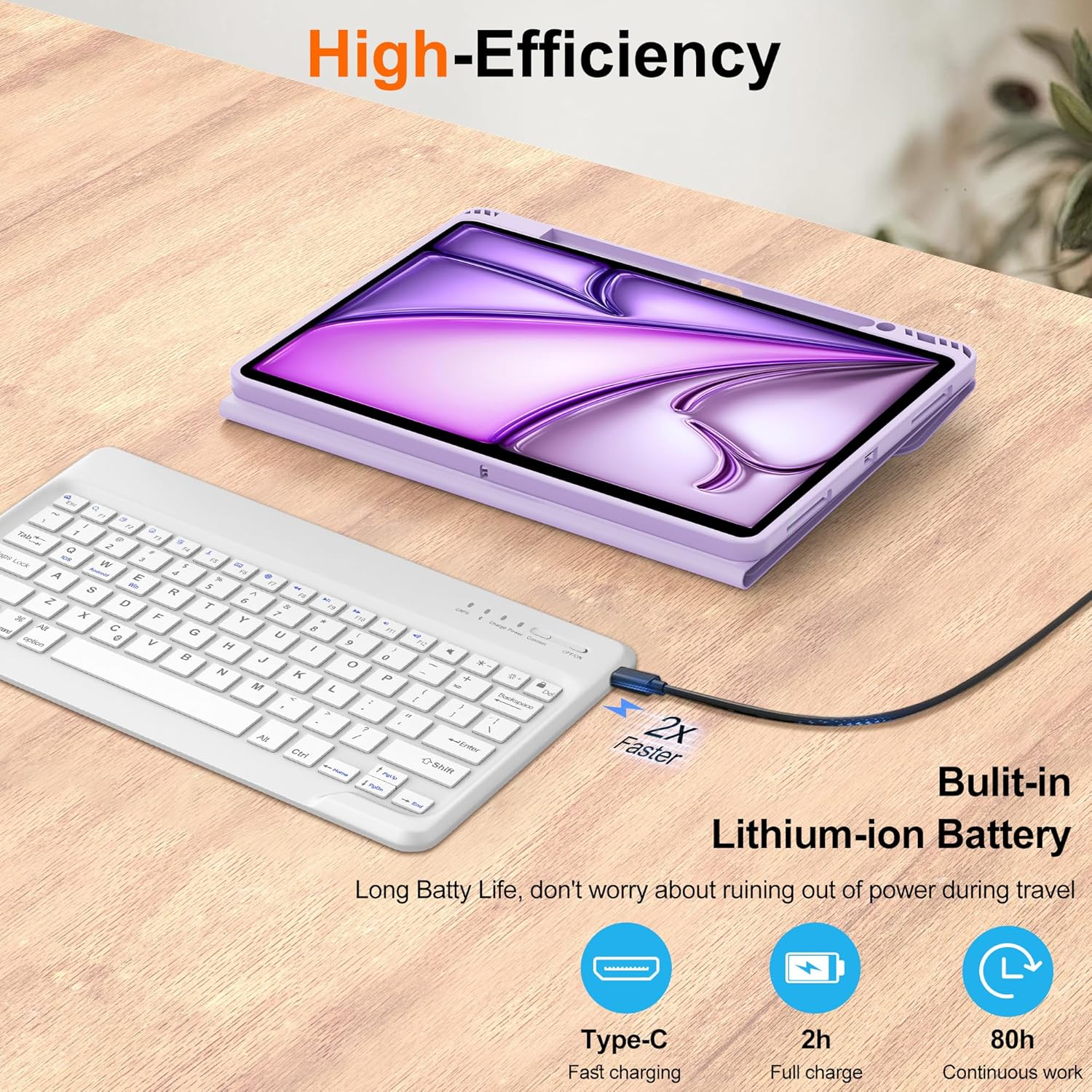 Keyboard Case for iPad Air 13 inch (M4 2026/M3 2025/M2 2024), Magnetic Detachable Slim Keyboard, Precise Cutouts Folio Cover Case with Pencil Holder, Adjustable Angles, Auto Sleep/Wake,Light Purple
