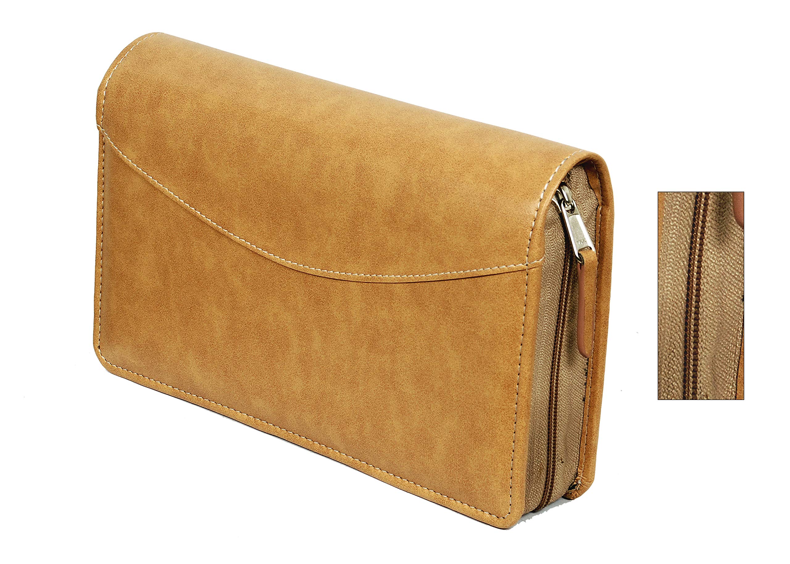 SukeshcraftMultiple Cheque Book Holder/Wrist Loop RFID Safe Upgraded (Luster Beige)